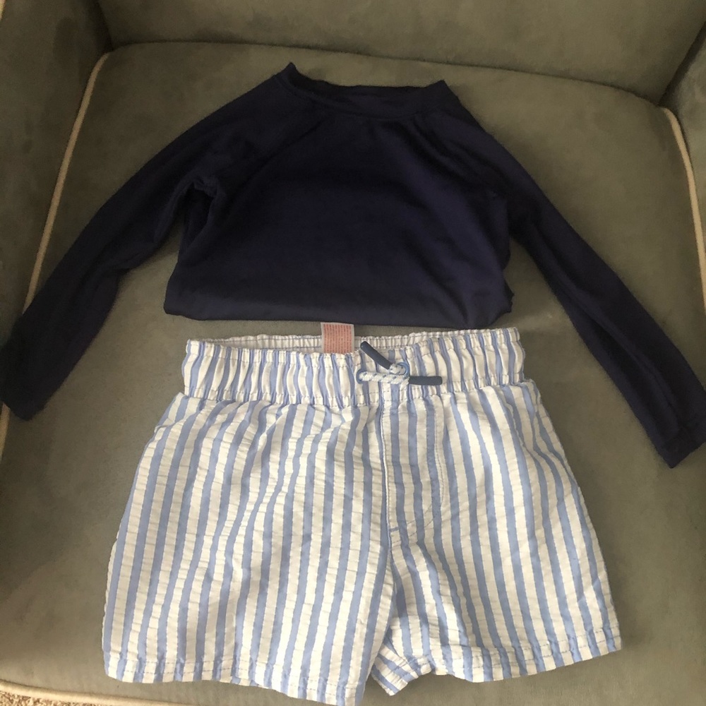 2T BOYS SWIM SEERSUCKER TRUNK SET